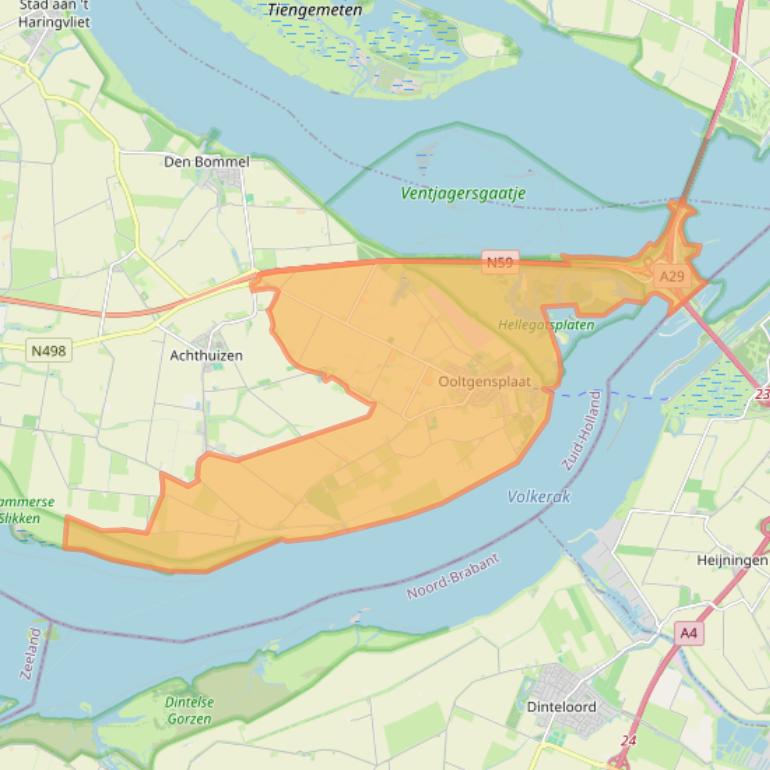 Kaart van postcodegebied 3257.