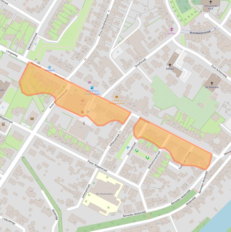 Kaart van postcodegebied 3257KJ.