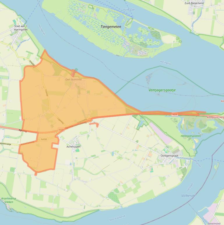 Kaart van postcodegebied 3258.