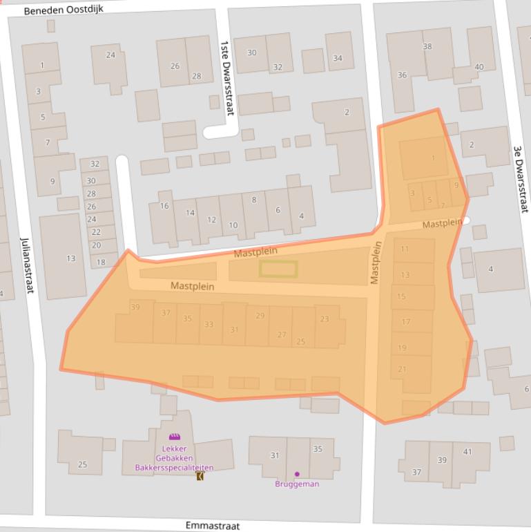 Kaart van postcodegebied 3258BL.