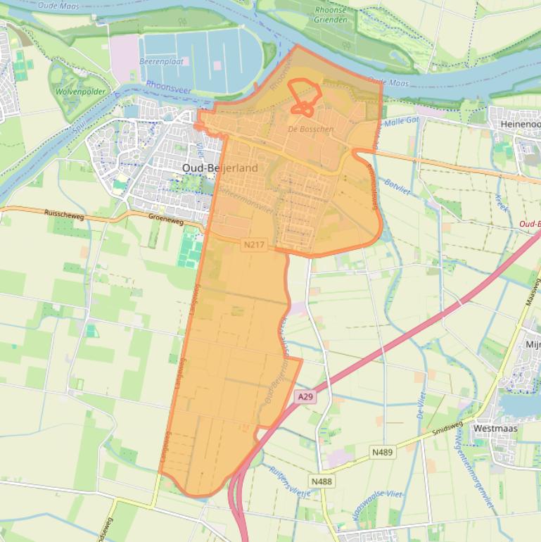 Kaart van postcodegebied 3261.