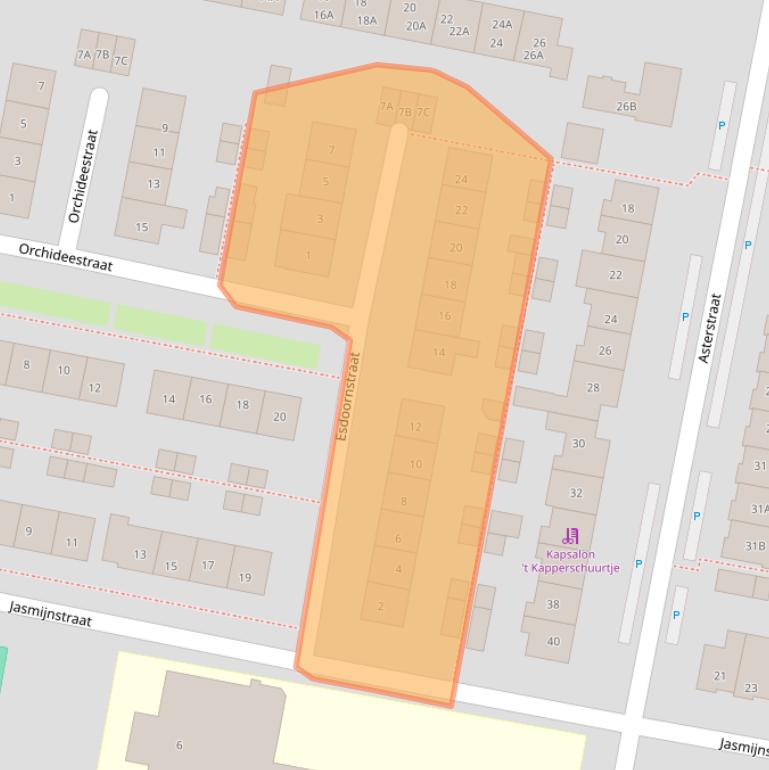 Kaart van postcodegebied 3261BE.