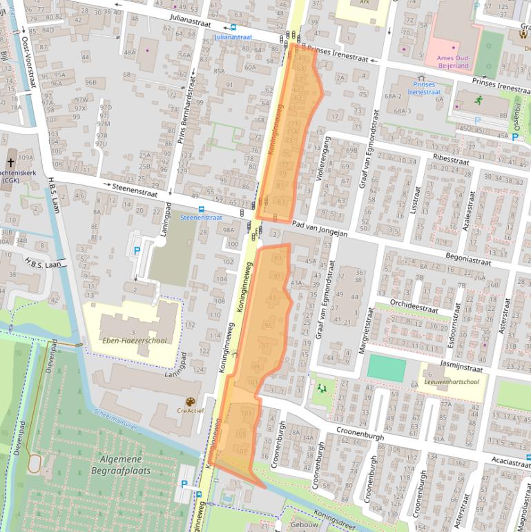 Kaart van postcodegebied 3261CB.