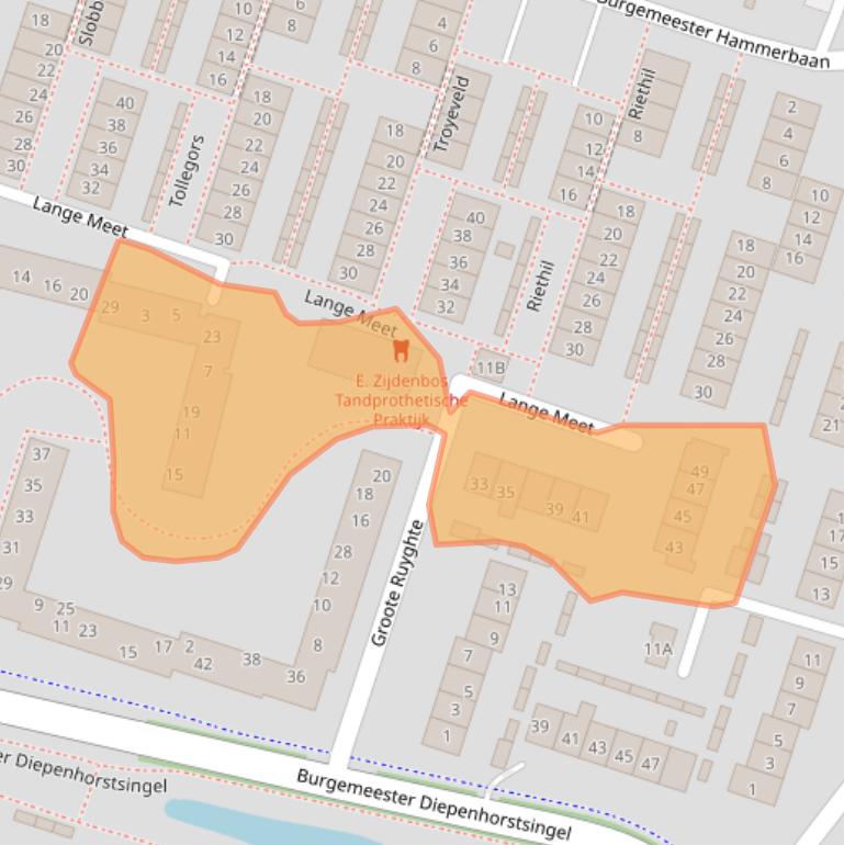 Kaart van postcodegebied 3261EJ.