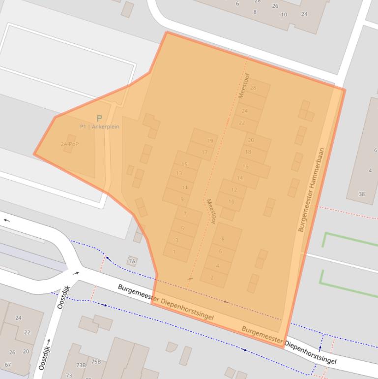 Kaart van postcodegebied 3261EK.