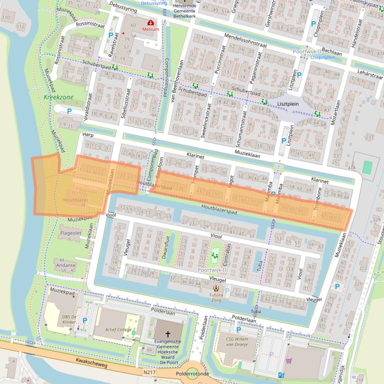 Kaart van postcodegebied 3261GB.