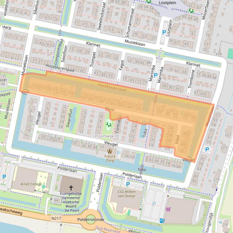 Kaart van postcodegebied 3261GG.