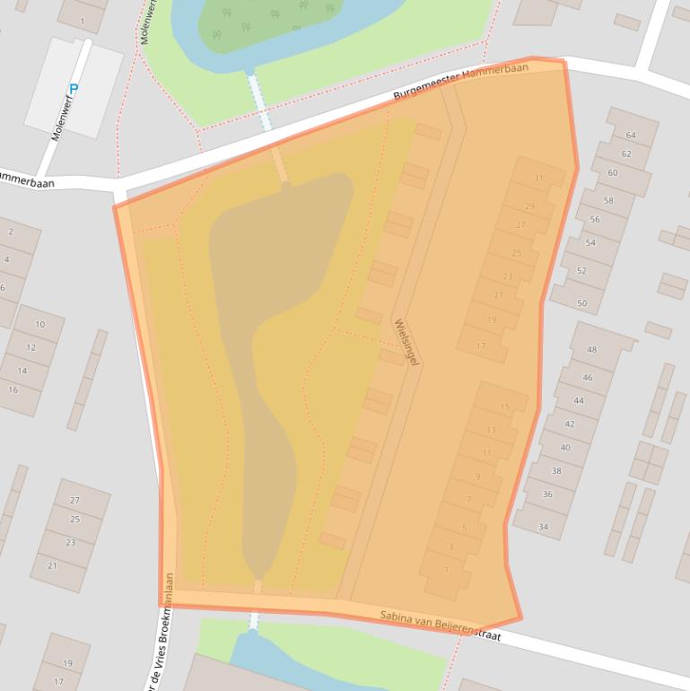 Kaart van postcodegebied 3261VH.