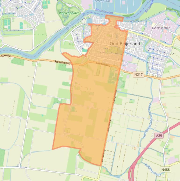 Kaart van postcodegebied 3262.