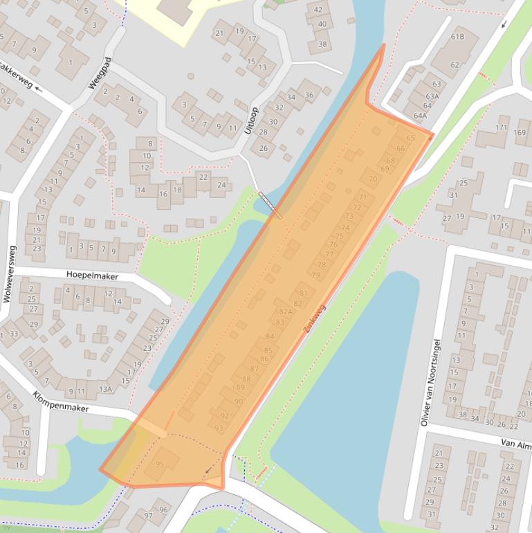 Kaart van postcodegebied 3262BC.