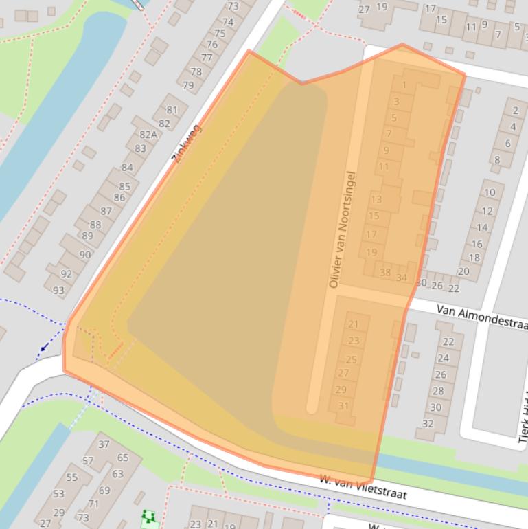 Kaart van postcodegebied 3262EK.
