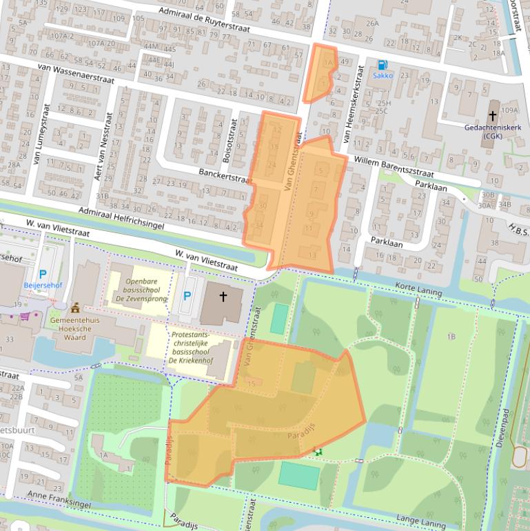 Kaart van postcodegebied 3262EM.