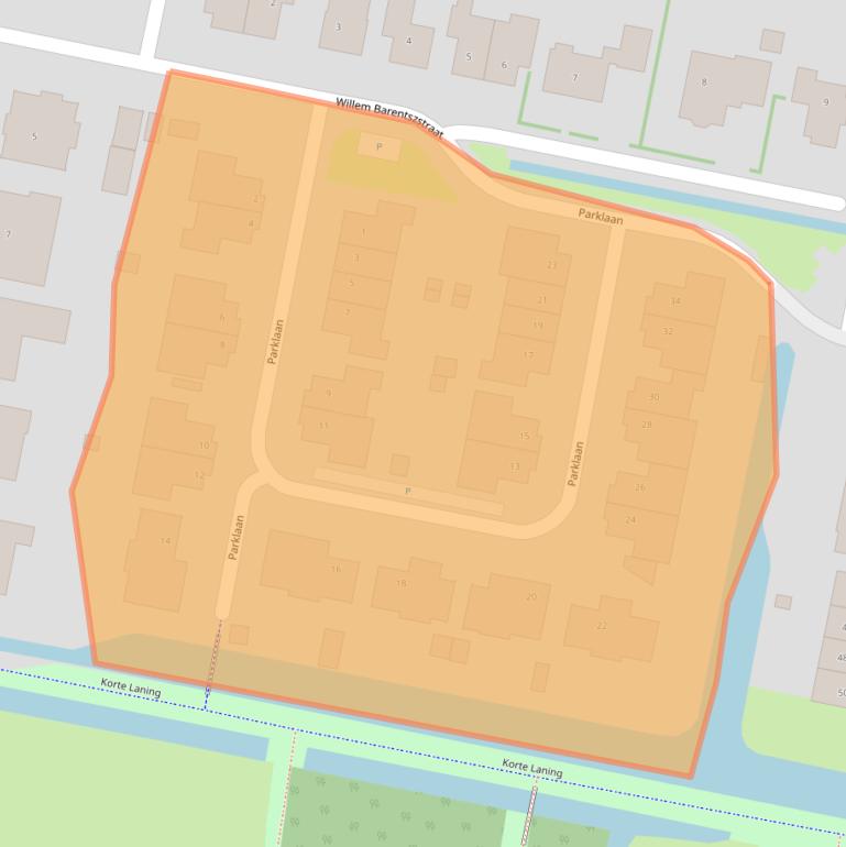 Kaart van postcodegebied 3262EW.