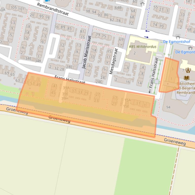 Kaart van postcodegebied 3262HD.