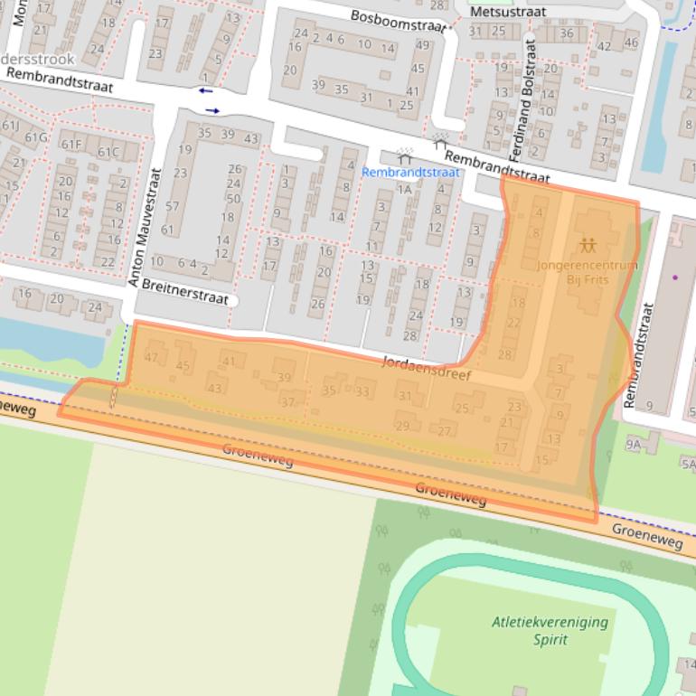 Kaart van postcodegebied 3262HL.