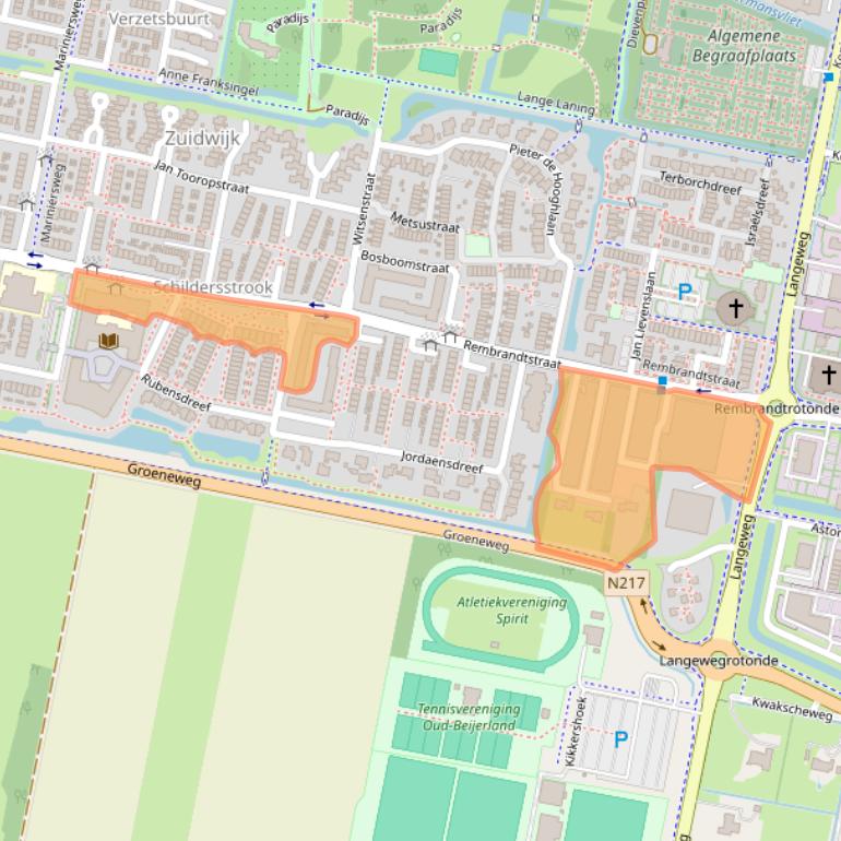 Kaart van postcodegebied 3262HN.