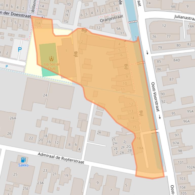 Kaart van postcodegebied 3262JA.