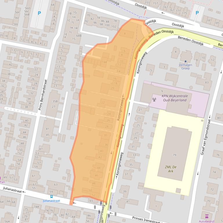 Kaart van postcodegebied 3262JC.
