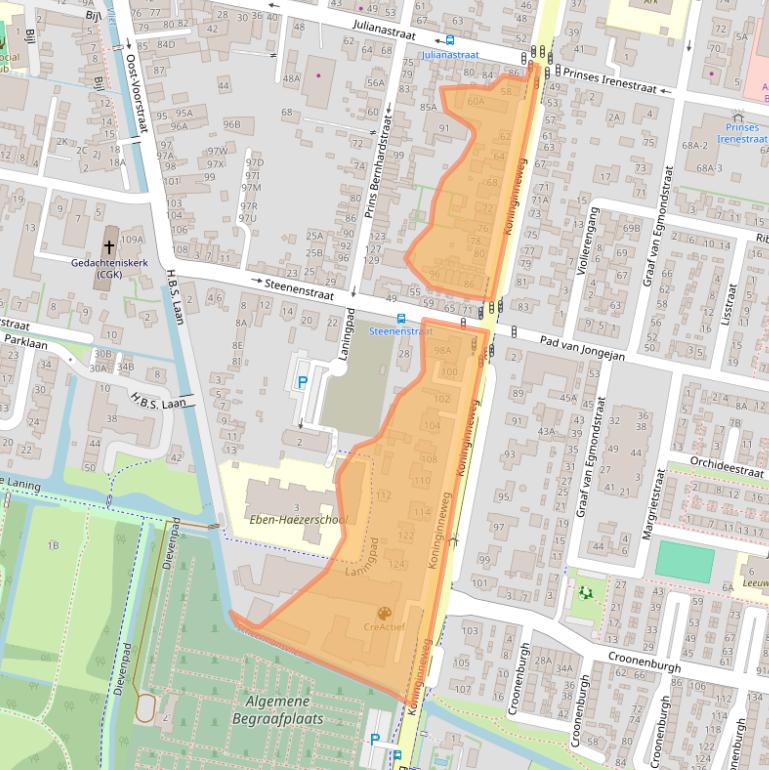 Kaart van postcodegebied 3262JD.