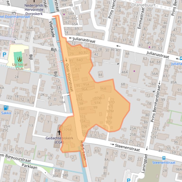 Kaart van postcodegebied 3262JH.