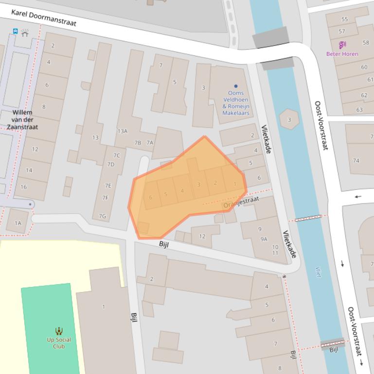 Kaart van postcodegebied 3262JJ.