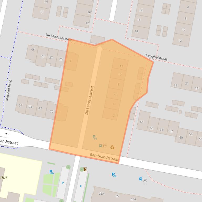 Kaart van postcodegebied 3262TC.