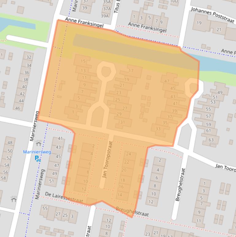 Kaart van postcodegebied 3262TE.