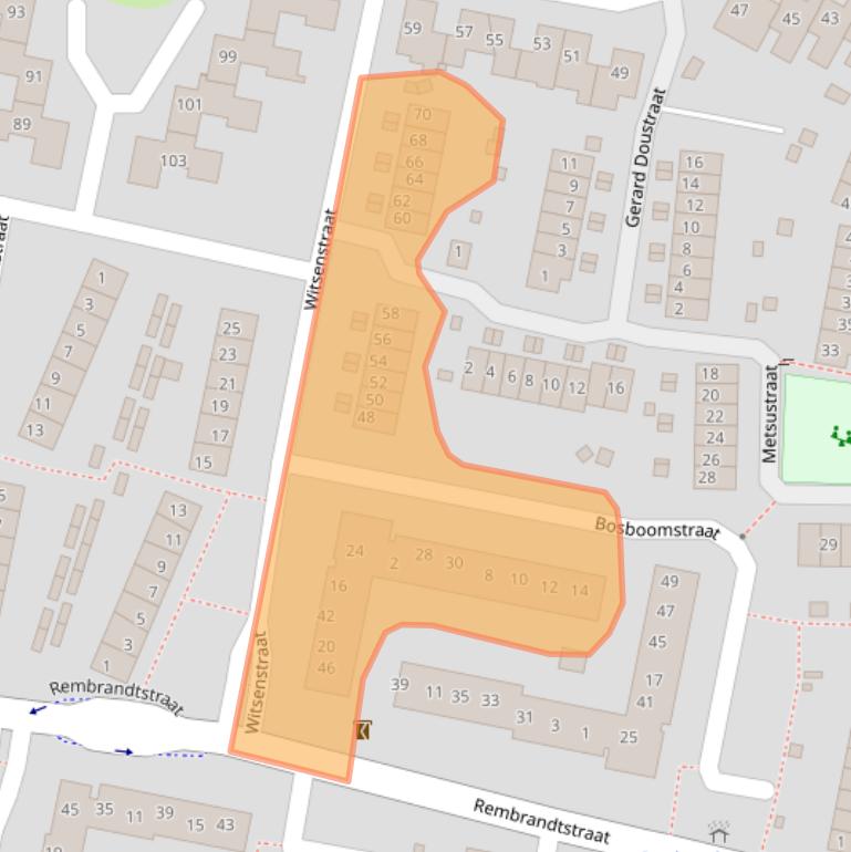 Kaart van postcodegebied 3262TK.