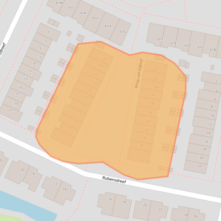 Kaart van postcodegebied 3262TM.