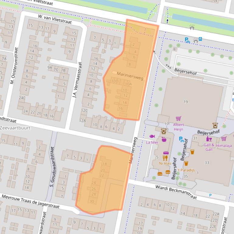 Kaart van postcodegebied 3262VE.
