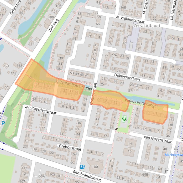 Kaart van postcodegebied 3262VH.