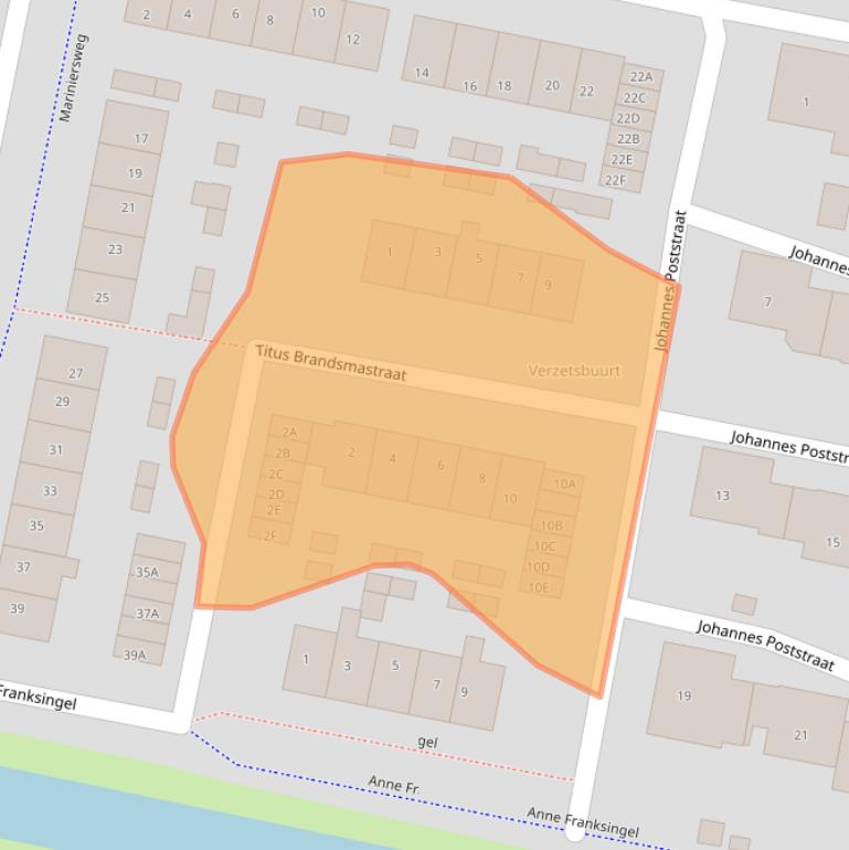 Kaart van postcodegebied 3262VJ.