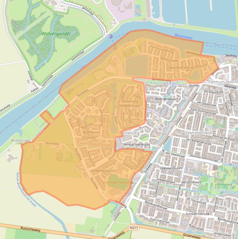 Kaart van postcodegebied 3263.