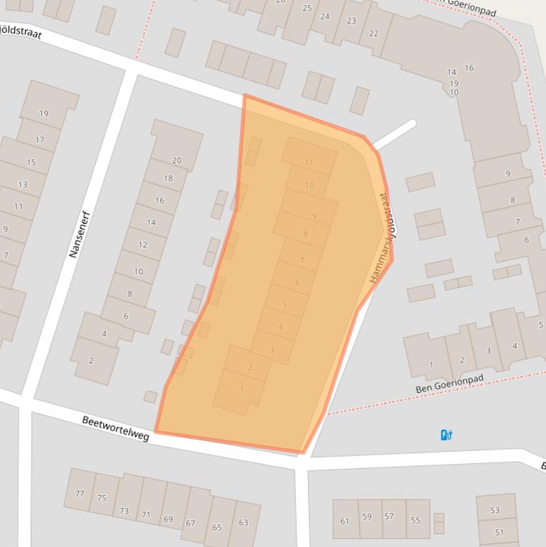 Kaart van postcodegebied 3263SH.