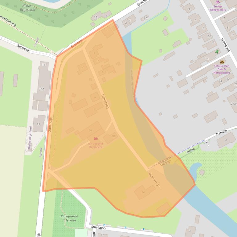 Kaart van postcodegebied 3264AZ.