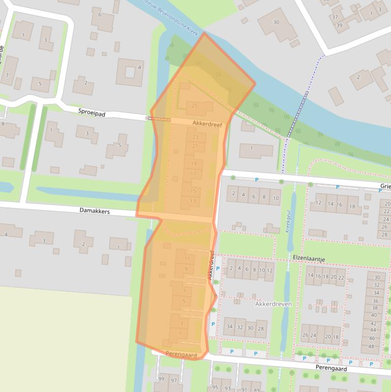Kaart van postcodegebied 3264PM.