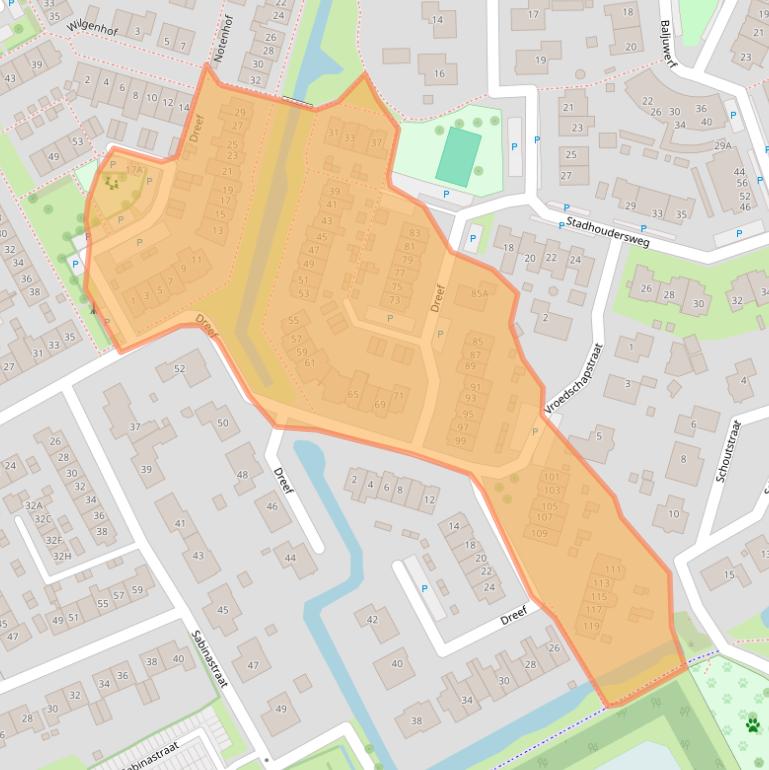 Kaart van postcodegebied 3264TB.