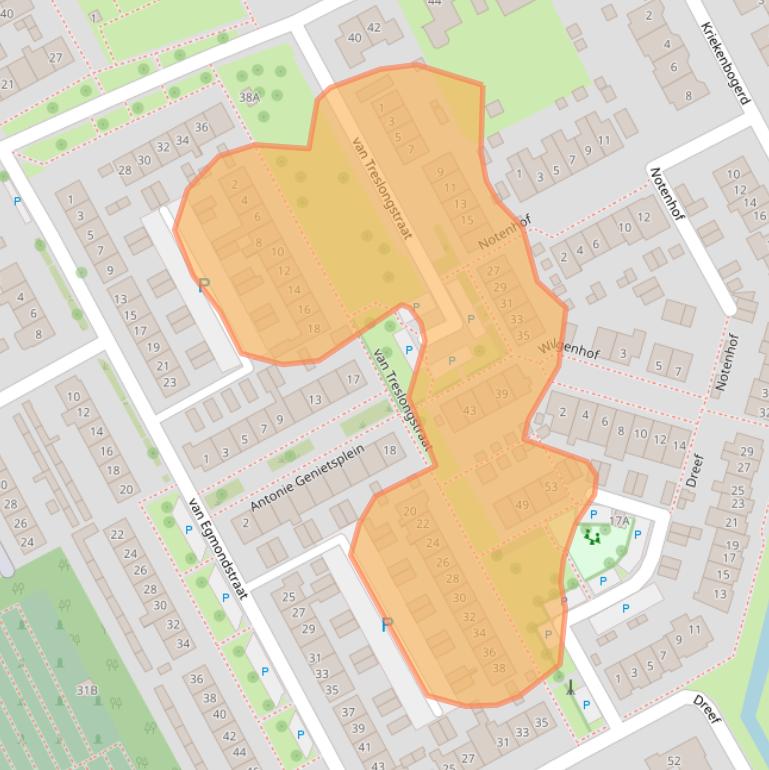 Kaart van postcodegebied 3264VK.