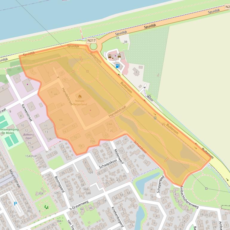 Kaart van postcodegebied 3264XZ.