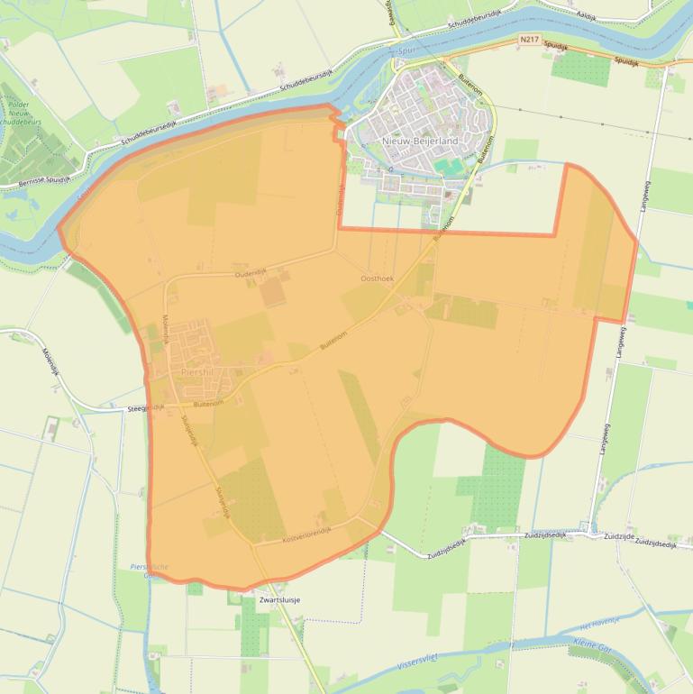 Kaart van postcodegebied 3265.