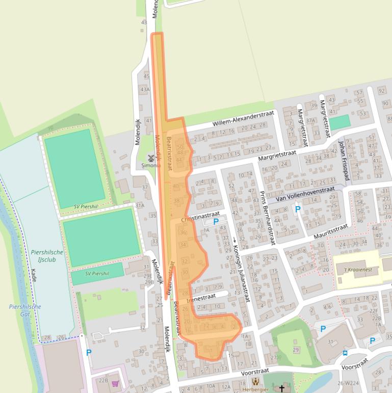 Kaart van postcodegebied 3265BA.