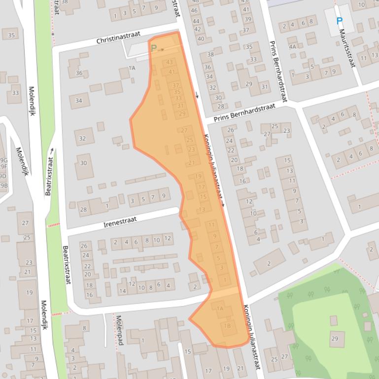 Kaart van postcodegebied 3265BE.