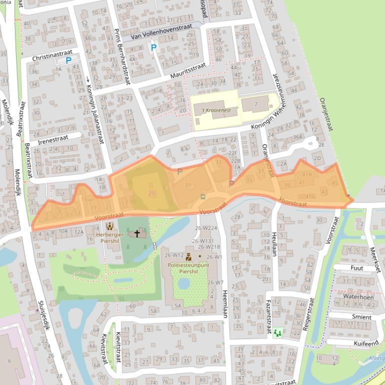 Kaart van postcodegebied 3265BT.