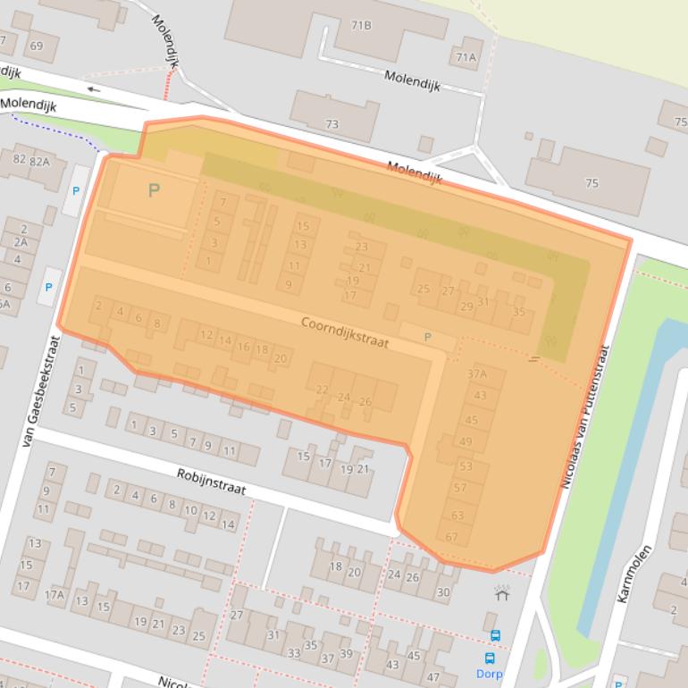 Kaart van postcodegebied 3267AD.