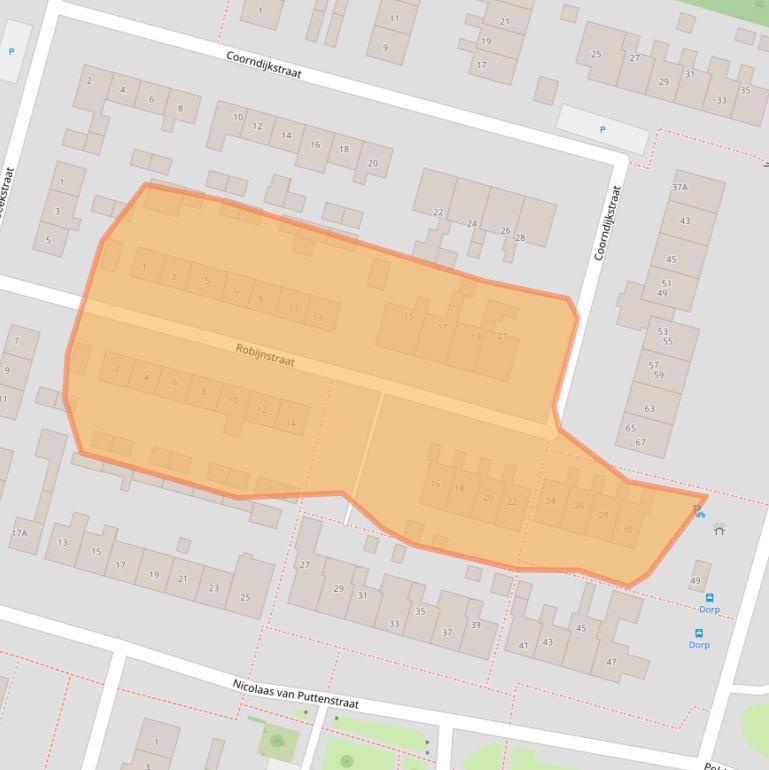 Kaart van postcodegebied 3267AT.