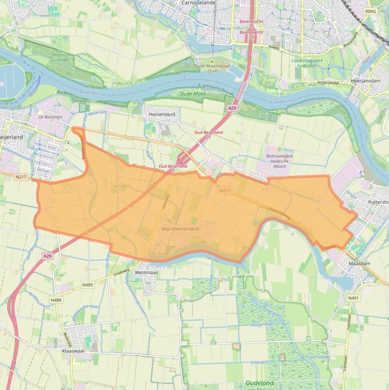 Kaart van postcodegebied 3271.