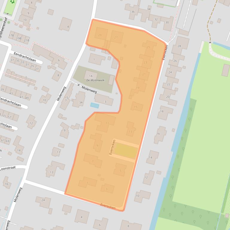 Kaart van postcodegebied 3271AD.