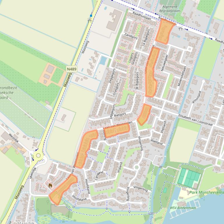 Kaart van postcodegebied 3271BJ.