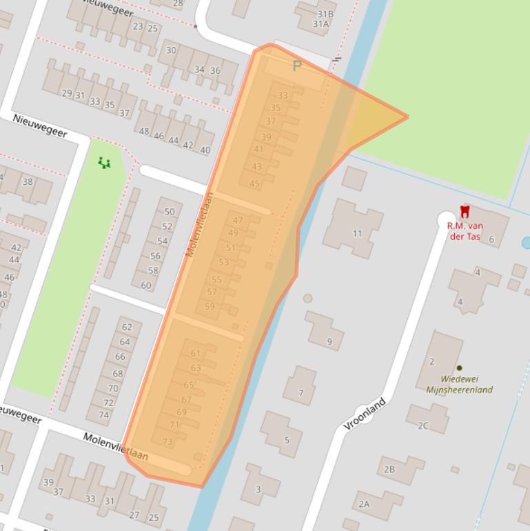 Kaart van postcodegebied 3271BL.