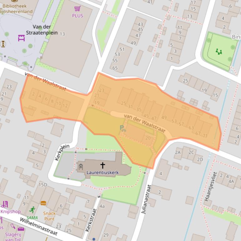 Kaart van postcodegebied 3271BW.